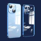 For iPhone 14 Dustproof Glass Lens Protection Electroplating Phone Case(Navy Blue) - 1