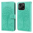 For Xiaomi Redmi 10A Tree & Deer Pattern Pressed Flip Leather Phone Case(Green) - 1
