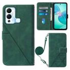 For Infinix Hot 12 Play / 12 Play NFC Crossbody 3D Embossed Flip Leather Phone Case(Dark Green) - 1