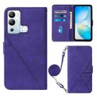 For Infinix Hot 12i X665 Crossbody 3D Embossed Flip Leather Phone Case(Purple) - 1