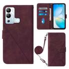 For Infinix Hot 12i X665 Crossbody 3D Embossed Flip Leather Phone Case(Wine Red) - 1