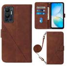 For Infinix Hot 12 X6817 Crossbody 3D Embossed Flip Leather Phone Case(Brown) - 1