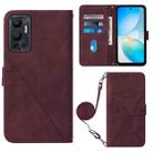 For Infinix Hot 12 X6817 Crossbody 3D Embossed Flip Leather Phone Case(Wine Red) - 1