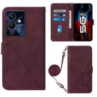 For Infinix Note 12 Pro 5G Crossbody 3D Embossed Flip Leather Phone Case(Wine Red) - 1