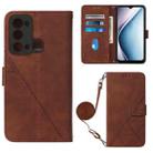 For Itel P38 / S17 / Vision 3 Crossbody 3D Embossed Flip Leather Phone Case(Brown) - 1