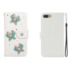 For iPhone 7 Plus Horizontal Flip Solid Color Rhinestones Leather Case with Card Slot & Wallet & Holder(Three Butterflies) - 1