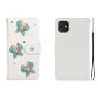 For iPhone 11 Horizontal Flip Solid Color Rhinestones Leather Case with Card Slot & Wallet & Holder(Three Butterflies) - 1