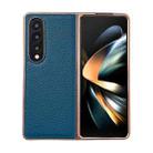 For Samsung Galaxy Z Fold4 Star Series Nano Electroplating PU Phone Case(Blue) - 1