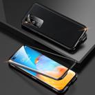 For Huawei P40 Shockproof Magnetic Attraction Leather Backboard + Tempered Glass Case with Camera Lens Protector Cover(Black) - 1