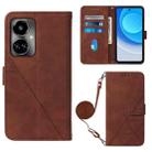 For Tecno Camon 19 Crossbody 3D Embossed Flip Leather Phone Case(Brown) - 1