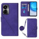 For Tecno Camon 19 Crossbody 3D Embossed Flip Leather Phone Case(Purple) - 1