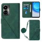 For Tecno Camon 19 Crossbody 3D Embossed Flip Leather Phone Case(Dark Green) - 1