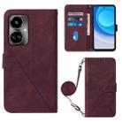 For Tecno Camon 19 Crossbody 3D Embossed Flip Leather Phone Case(Wine Red) - 1