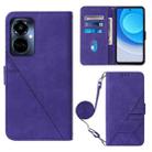 For Tecno Camon 19 Pro 5G Crossbody 3D Embossed Flip Leather Phone Case(Purple) - 1