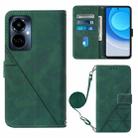 For Tecno Camon 19 Pro 5G Crossbody 3D Embossed Flip Leather Phone Case(Dark Green) - 1