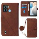 For Tecno Pop 6 Crossbody 3D Embossed Flip Leather Phone Case(Brown) - 1