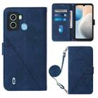 For Tecno Pop 6 Crossbody 3D Embossed Flip Leather Phone Case(Blue) - 1