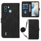 For Tecno Pop 6 Crossbody 3D Embossed Flip Leather Phone Case(Black) - 1