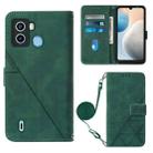 For Tecno Pop 6 Crossbody 3D Embossed Flip Leather Phone Case(Dark Green) - 1