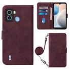 For Tecno Pop 6 Crossbody 3D Embossed Flip Leather Phone Case(Wine Red) - 1