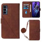 For Tecno Pova 3 LE7 Crossbody 3D Embossed Flip Leather Phone Case(Brown) - 1