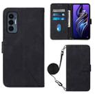 For Tecno Pova 3 LE7 Crossbody 3D Embossed Flip Leather Phone Case(Black) - 1