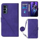 For Tecno Pova 3 LE7 Crossbody 3D Embossed Flip Leather Phone Case(Purple) - 1