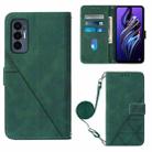 For Tecno Pova 3 LE7 Crossbody 3D Embossed Flip Leather Phone Case(Dark Green) - 1