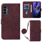 For Tecno Pova 3 LE7 Crossbody 3D Embossed Flip Leather Phone Case(Wine Red) - 1