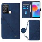 For ZTE Blade A52 Crossbody 3D Embossed Flip Leather Phone Case(Blue) - 1