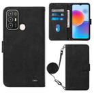 For ZTE Blade A52 Crossbody 3D Embossed Flip Leather Phone Case(Black) - 1