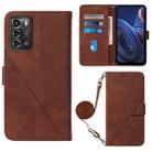 For ZTE Blade A72 Crossbody 3D Embossed Flip Leather Phone Case(Brown) - 1