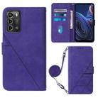 For ZTE Blade A72 Crossbody 3D Embossed Flip Leather Phone Case(Purple) - 1