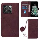 For OnePlus 10T 5G Global Crossbody 3D Embossed Flip Leather Phone Case(Wine Red) - 1