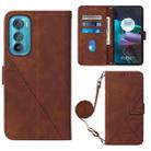 For Motorola Edge 30 Crossbody 3D Embossed Flip Leather Phone Case(Brown) - 1