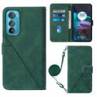 For Motorola Edge 30 Crossbody 3D Embossed Flip Leather Phone Case(Dark Green) - 1