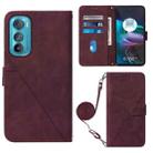 For Motorola Edge 30 Crossbody 3D Embossed Flip Leather Phone Case(Wine Red) - 1