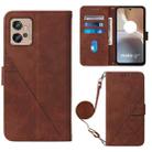 For Motorola Moto G32 Crossbody 3D Embossed Flip Leather Phone Case(Brown) - 1