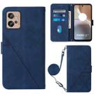 For Motorola Moto G32 Crossbody 3D Embossed Flip Leather Phone Case(Blue) - 1