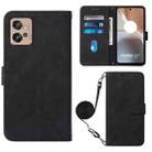 For Motorola Moto G32 Crossbody 3D Embossed Flip Leather Phone Case(Black) - 1