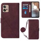 For Motorola Moto G32 Crossbody 3D Embossed Flip Leather Phone Case(Wine Red) - 1