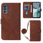 For Motorola Moto G62 5G Crossbody 3D Embossed Flip Leather Phone Case(Brown) - 1