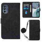 For Motorola Moto G62 5G Crossbody 3D Embossed Flip Leather Phone Case(Black) - 1