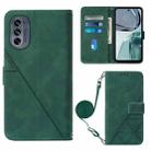 For Motorola Moto G62 5G Crossbody 3D Embossed Flip Leather Phone Case(Dark Green) - 1