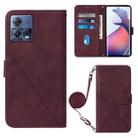 For Motorola Moto S30 Pro 5G Crossbody 3D Embossed Flip Leather Phone Case(Wine Red) - 1