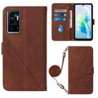 For vivo S10e 5G / V23e 4G&5G /Y75 4G Crossbody 3D Embossed Flip Leather Phone Case(Brown) - 1