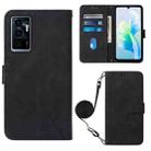 For vivo S10e 5G / V23e 4G&5G /Y75 4G Crossbody 3D Embossed Flip Leather Phone Case(Black) - 1