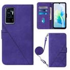 For vivo S10e 5G / V23e 4G&5G /Y75 4G Crossbody 3D Embossed Flip Leather Phone Case(Purple) - 1