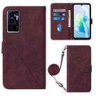 For vivo S10e 5G / V23e 4G&5G /Y75 4G Crossbody 3D Embossed Flip Leather Phone Case(Wine Red) - 1