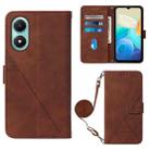 For vivo Y02s Crossbody 3D Embossed Flip Leather Phone Case(Brown) - 1